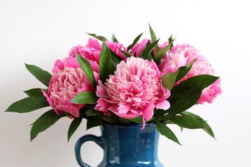 Bouquet of pink peonies close-up.