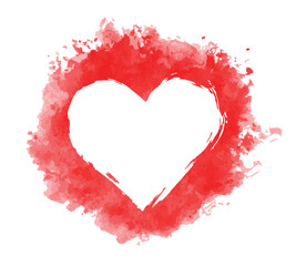 The red heart symbol with watercolor.
