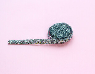 rhinestone tape, bresting adhesive tape for sewing and needlework. DIY. Blur effect. Weak focus.
