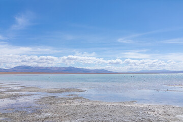 Lagune in der Salar de Uyuni am Tag.