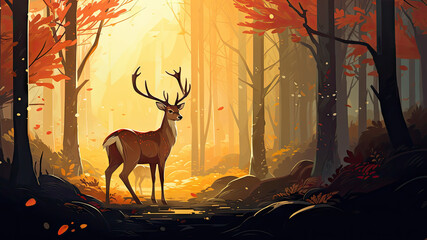 Autumn Deer created with Generative AI technology