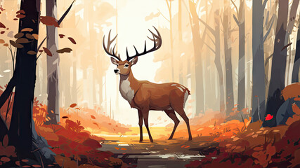 Autumn Deer created with Generative AI technology