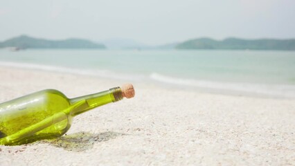Message in a bottle (MIB) on a sand beach