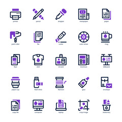 Printing Icon pack for your website design, logo, app, and user interface. Printing Icon mixed line and solid design. Vector graphics illustration and editable stroke.