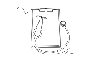 Obraz premium Continuous one line drawing healthcare activity concept. Single line draw design vector graphic illustration.