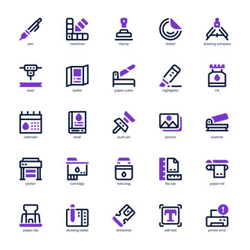 Printing Icon pack for your website design, logo, app, and user interface. Printing Icon mixed line and solid design. Vector graphics illustration and editable stroke.