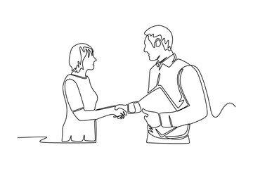 Continuous one line drawing Recruitment Process concept. Single line draw design vector graphic illustration.