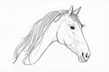 Horse head outline isolated on white background. Generative AI.
