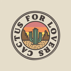 cactus design landscape illustration icon badge sunset graphic doddle vintage desert t shirt emblem western logo