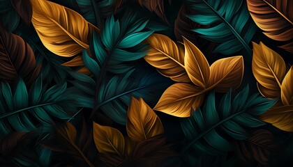 Obraz na płótnie Canvas Floral tropical pattern on plant leaves background