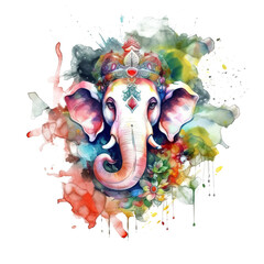Ganesh Chaturthi festival, watercolor, PNG background - obrazy, fototapety, plakaty