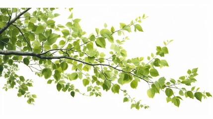 Green leaves tree under isolated white background. Generative Ai