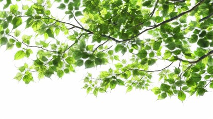 Fototapeta na wymiar Green leaves tree under isolated white background. Generative Ai