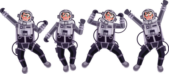 Astronaut Character Set Graphics Vector Illustration