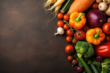 Vegetables background with copy space. Generative AI.