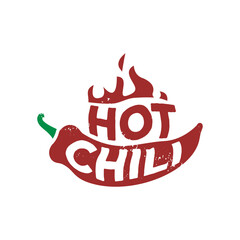 logo lettering hot chili template illustration - obrazy, fototapety, plakaty