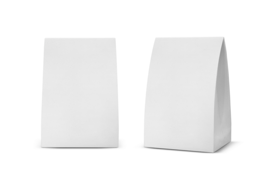 Paper Bag Package for advertising and branding. A-form Paper Bag. Paper bag triangular shape. transparent background