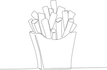Single continuous line drawing french fries. Global Day Parent Concept
