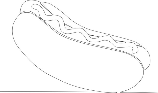 Single continuous line drawing American hot dog. Global Day Parent Concept
