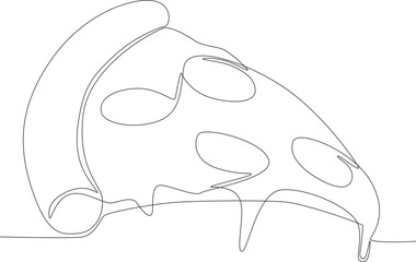 Single continuous line drawing melting fresh pizza. Fast Food
