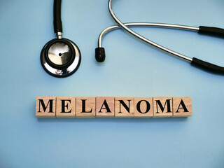 Melanoma, text words typography written on wooden letter, health and medical