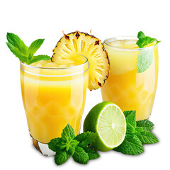 Pineapple juice png transparency Add some mint leaves and a slice of fresh lime to create a refreshing twist, summer juice fruit, tropical juice fruit, tropical drink, isolated 6k