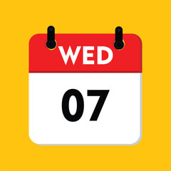 calender icon, 07 wednesday icon with yellow background