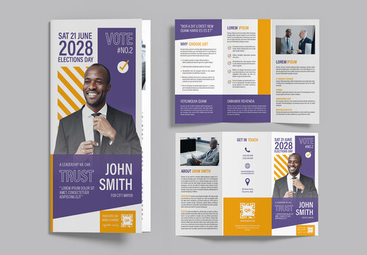 Political Campaign Election Trifold Brochure Layout