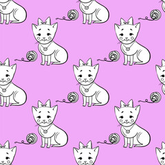Obraz premium Seamless pattern with cute cats. Vector baby background.