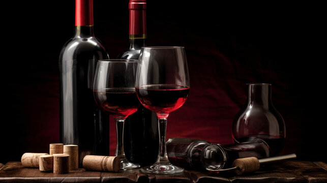 Weinliebhabers Traum: Flaschen und Gläser in Perfektion