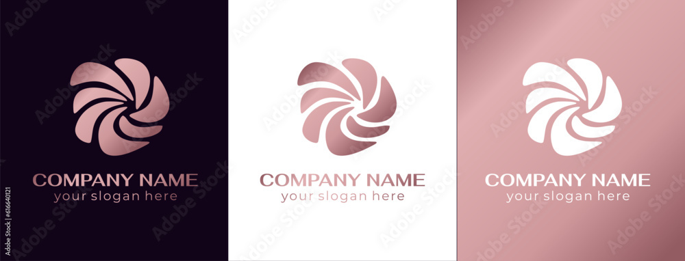 Sticker round spiral logo. swirling elegant waves of fabric. template for creating a unique luxury design, l