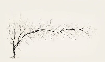  a black and white photo of a tree with no leaves.  generative ai