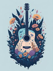 Strumming in Style: Contemporary Guitar Graphic Design with Flair