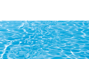 Blue water with ripples on the surface. Defocus blurred transparent blue colored clear calm water surface texture with splashes and bubbles. Water waves with shining pattern texture background.