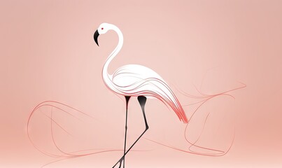  a white flamingo standing on a pink background with a long tail.  generative ai