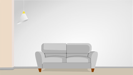 Living room interior design with furniture: sofa. Flat style vector illustration