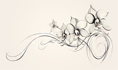  a black and white drawing of flowers on a white background.  generative ai