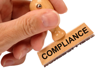 compliance printed on rubber stamp isolated over transparent background