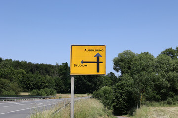 The phrase education or study on a yellow background.