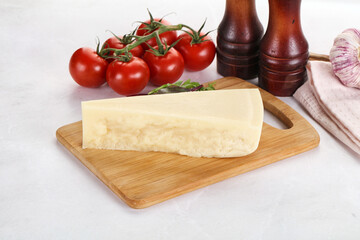 Piece Italian hard parmesan cheese