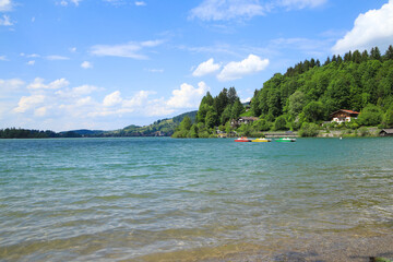 Fototapeta na wymiar Beautiful view in summer to Schliersee in Bavaria - Germany