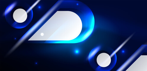 Abstract background glowing neon light geometric shapes. Space cosmic or magic energy vector wallpaper For Wallpaper, Banner, Background, Card, Book Illustration, landing page