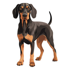 Quirky and Handsome: 2D Artwork Showcasing an Irresistible Black and Tan Coonhound