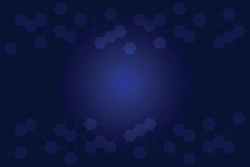 Light and dark blue background with surface of hexagon. Technology banner and business template. Shape and pattern of hex.