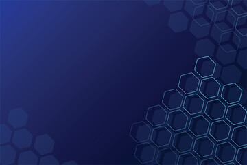 Dark blue abstract  background with surface of hexagon. Technology banner and business template. Shape and pattern of hex.