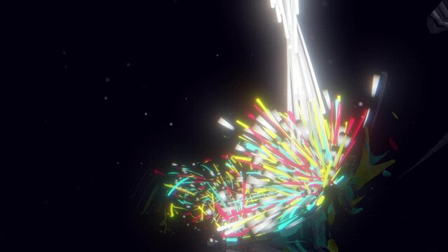 Colorful Exploding Particles Zoom out Half pipe
