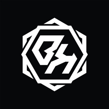 recommend clip art: BK Logo monogram hexagon shape with geometric abstract outline design template