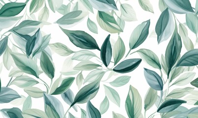  a white background with green leaves and branches in the background.  generative ai