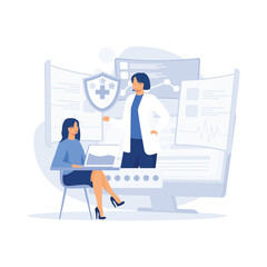 Mobile App for Online Doctor,  Sign up Appointment Therapist. Healthcare services with internet,  flat vector modern illustration