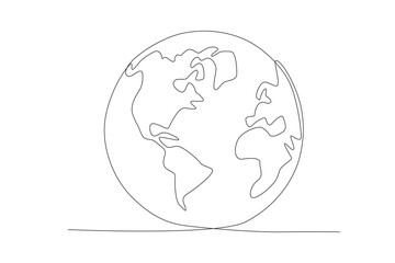 earth globe world map. Single continuous line round global map geography graphic icon. Simple one line draw doodle for education concept. Isolated vector illustration minimalist design.
